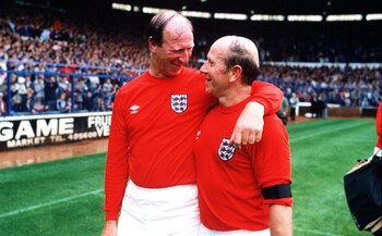 The Charlton brothers Jack and Bobby after a charity match in 1985 - Premier League and PFA launch landmark £1m fund for footballers with dementia