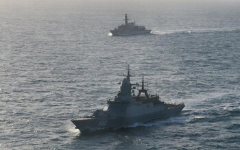 A British warship shadows a Russian one. Russia threatens a blockade against Ukraine in the Black Sea