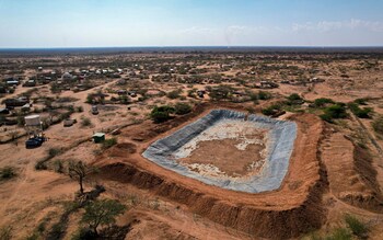 An empty water reservoir is seen in Beerato, Somaliland,