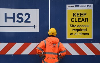 An HS2 worker at Euston station