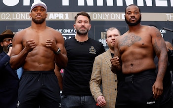 Anthony Joshua and Jermaine Franklin during the weigh-in - If Anthony Joshua loses to Jermaine Franklin it could break him
