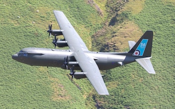 The Hercules C-130's final flypast saw it travelling over the UK