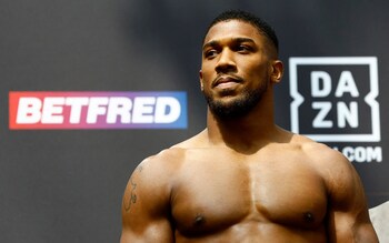 Anthony Joshua during the weigh in 