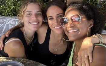 The Duchess of Sussex enjoying a birthday meal with her friends Kadi Lee and Cleo Wade