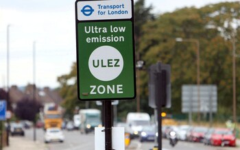 Signage indicates the boundary of London's Ultra Low Emissions Zone