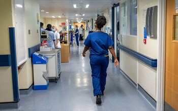 Staff on a NHS ward in Ealing Hospital, London. 