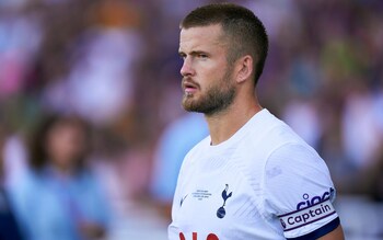Eric Dier of Tottenham Hotspur comes onto the pitch ahead the Joan Gamper Trophy match between FC Barcelona and Tottenham Hotspur at Estadi Olimpic Lluis Companys on August 08, 2023 in Barcelona, Spain
