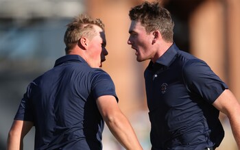 Caleb Surratt (left) and Nick Dunlap - Rude and unnecessary US celebrations overshadow Walker Cup fightback