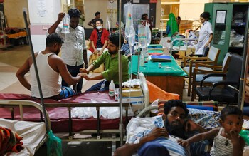 Dengue infected people are hospitalised for treatment at Mugda Medical College and Hospital in Dhaka